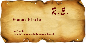 Remes Etele névjegykártya